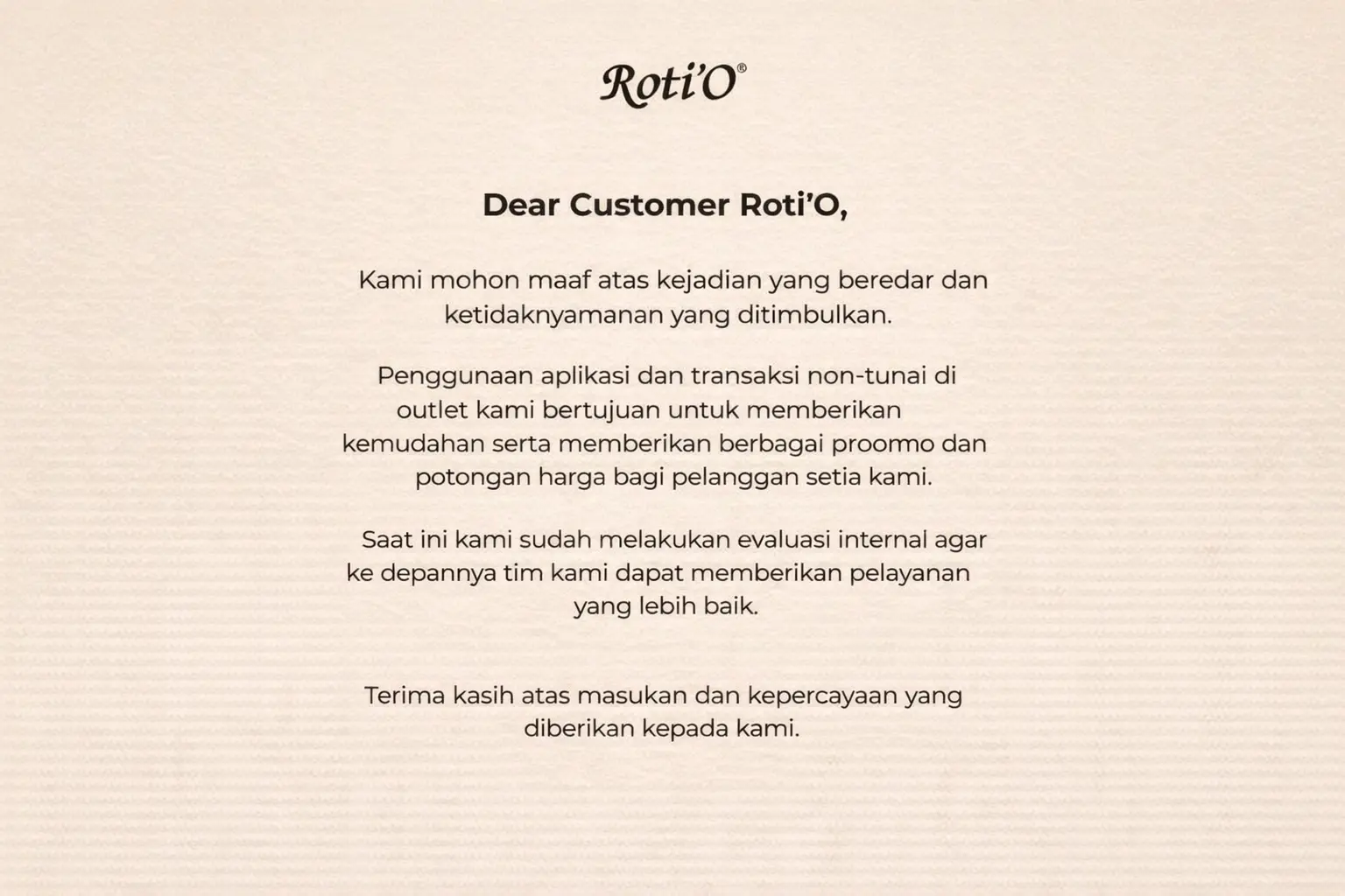 PusatFocus - Klarifikasi Roti O